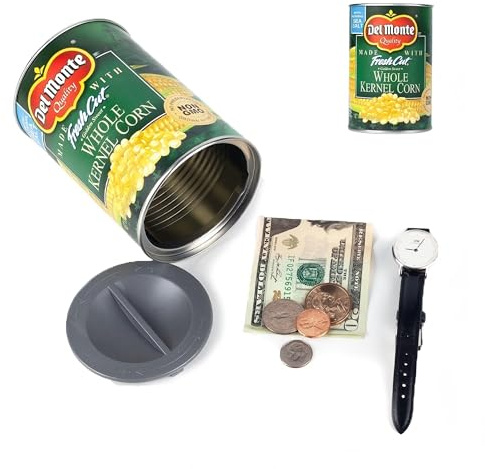 CONGGUAN Fake Whole Kernel Corn Can Safe & Fake Peach Can Safe Diversion Secret Stash Safe for Money Jewellery Valuables - Hidden Storage Container with Realistic Design