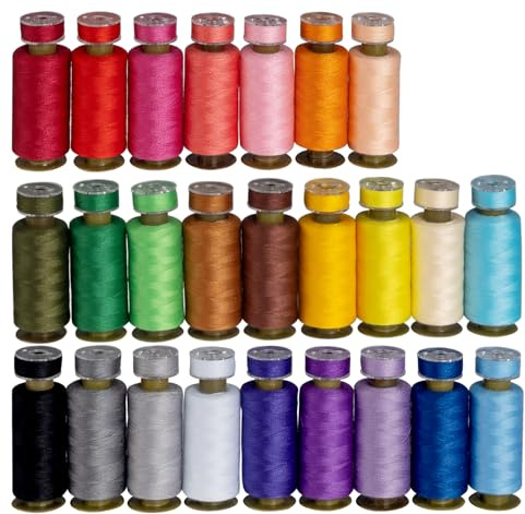 Stiverse 25 Farben NäHgarn füR NäHmaschine und 25 Unterfadenspulen QualitäTsgarn 365M/400 Yard NäHgarn Set, NäHfaden, NäHmaschinen ZubehöR, NäHmaschinengarn füR Overlock, Garn NäHmaschine
