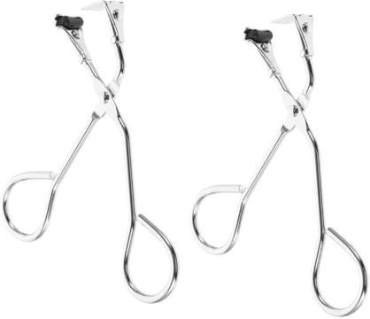 Healvian Stainless Steel Mini Eyelash Curler 2Pcs with Black Non Slip Rubber Grip Compact Partial Lash Curler for Precise Curling and Safe Makeup Use