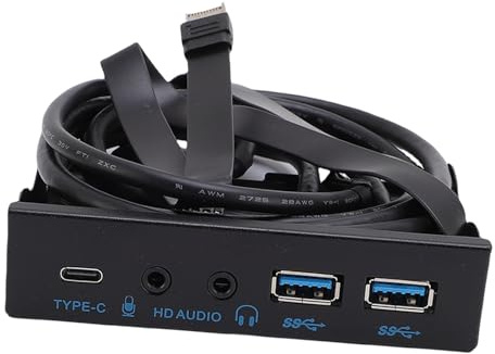 Luocute USB -Frontplatte Hub, 3,2 Floppy -Antriebsbit 10 Gbit/S 3,5 Zoll 19pin Bis USB3.0 2 USB3.0 Typ -C -HD -Sound für PC -Computer, Optisches Laufwerk 3.5 Panel