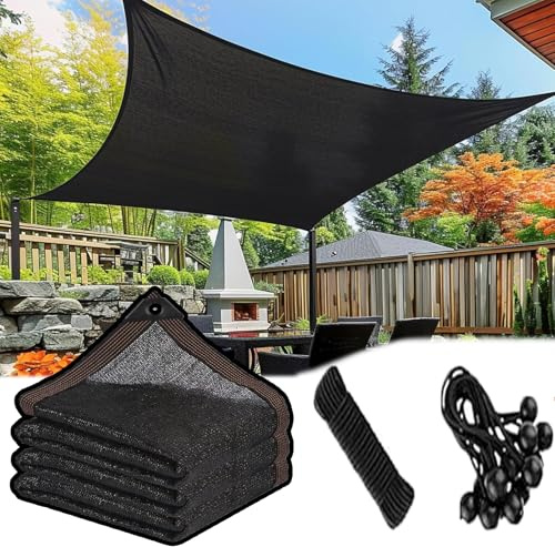 Telo ombreggiante per bestiame nero, 45 x 6 m, resistente ai raggi UV, con bordi rinforzati e occhielli per serre, polli e copertura delle piante, tasso di ombreggiatura del 90%