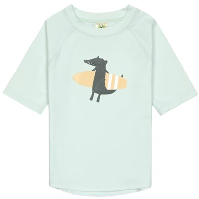 LÄSSIG Splash & Fun Baby und Kind Kurzarm Badeshirt Schwimmshirt Rashguard mit UV-Schutz - Crocodile sea Foam, 25-36 Monate, Größe 98