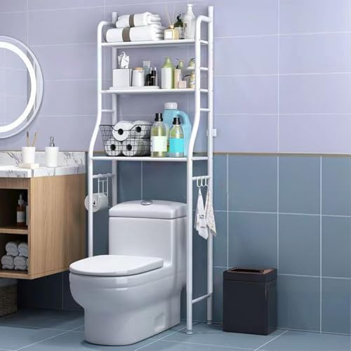 Toilettenregal, Edelstahl Badezimmerregal, WC-Regal über Der Toilette, Stehregal Fürs Badezimmer Ohne Bohren, Badezimmerregal, Waschmaschinenregal, Toilettenschrank Für Bad, Toilette Und Waschküche