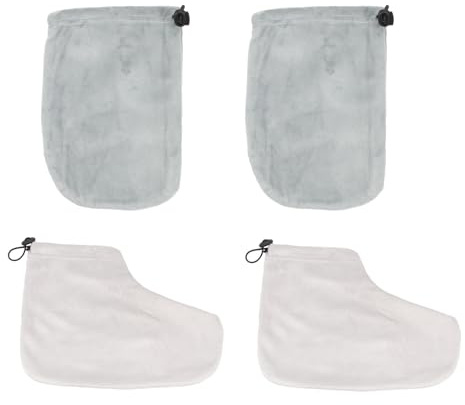 Veemoon Zubehör 2 Paar Handschuhe und Fußüberzüge für Paraffintherapie aus Baumwolle und Plüsch zur Wärmespeicherung und Feuchtigkeitsmaximierung Zufällige Farbe im Spa und Zuhause