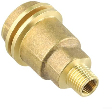 Adaptador de manguera de gas de latón para convertir para QCC1 a rosca macho NPT de 1/4 pulgadas para parrillas, calentadores y estufas de camping (1 unidad)