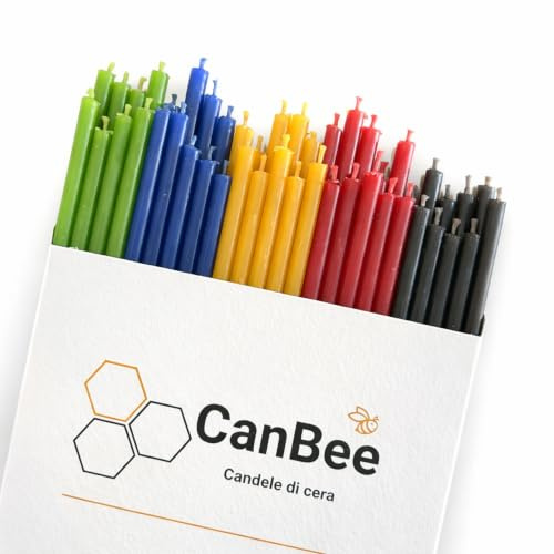 50 Multicolor Bienenwachskerzen – 16 cm x Ø 5 mm – 40 Min Brenndauer – Rauchfrei & Rußarm – Baumwolldocht – Für Konzentration, Studium, Home Office & Meditation – CanBee