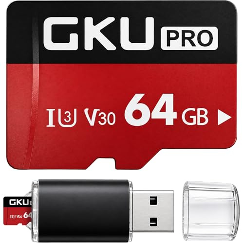 GKU Scheda SD da 64 GB per Dash Cam, U3, V30, 4K UHD, velocità di trasferimento fino a 100 MB/s