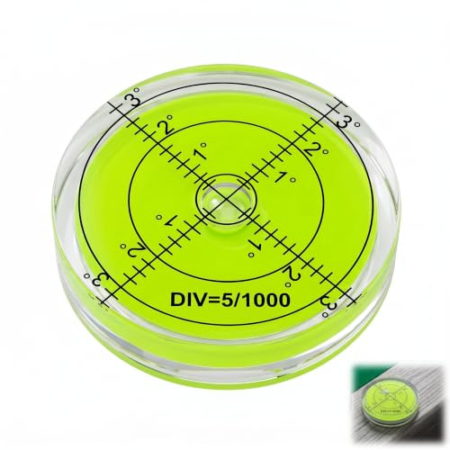 Nivel de Burbuja Redondo 60 mm, Nivel Burbuja Portátil Escala con Escala, Nivelador Portátil de Alta Precisión para Cámaras, Trípodes, Balanzas Electrónicas, Plataformas y Equipos de Medición