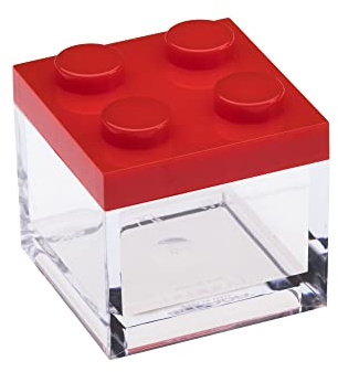 OMADA Set 24pz Scatoline Mattoncino in Plastica con Tappo Colorato 5x5x5cm | Bomboniere tipo Mattoncino con Contenitori Trasparenti, Ideali per Confetti o Piccoli Regali, Made in Italy