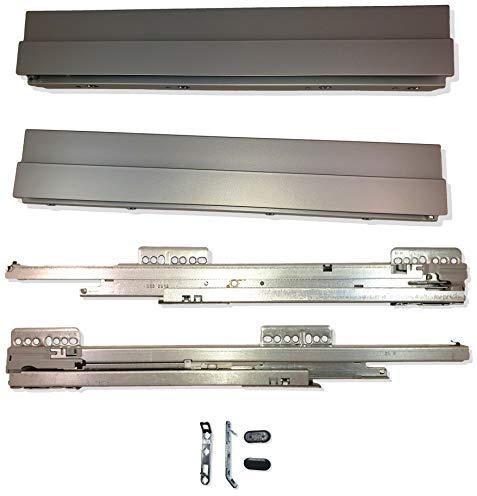GRASS Schubladensystem Set Nova Pro SCALA Vollauszug gedämpft, synchronisiert, 40kg, Höhe 90 mm mit SoftClose Schubladenauszug Schublade Schubkastenauszug (600mm, Silver)