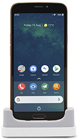 Doro 8080 Unlocked 16 MP Camera Smartphone for Seniors with 5.7 Display, GPS Localisation and Cradle Included (Black/Copper)