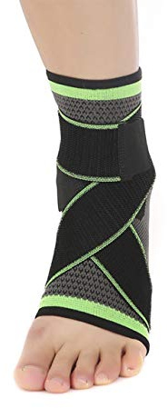 Tobillera para esguince elastica ajustable estabilizadora y de compresión para hombre y mujer. Protección del tobillo con bandas elásticas. Ideal para cualquier deporte, Running 1 par (Verde, L)