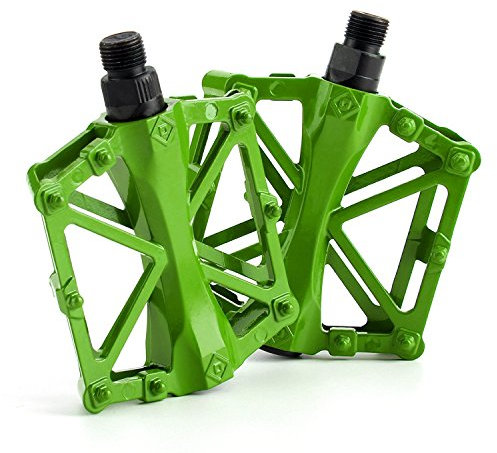 Flache Bike Pedale MTB Versiegelt Lager Fahrrad Pedale Mountainbike Pedale Breite Plattform Pedales MTB Zubehör,Green
