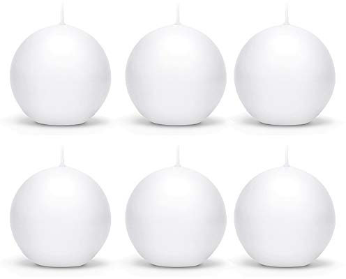 DekoHaus Kugelkerzen Matt Weiß 8 cm – 6 Stück Kerzen rund, Brenndauer ca. 20 Std, Dekokerzen für Hochzeit, Taufe, Geburtstag, Weihnachten, Dinner