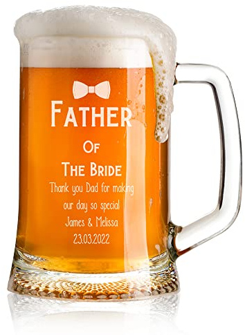 ukgiftstoreonline Personalised Father of The Bride Beer Tankard Glass Gift
