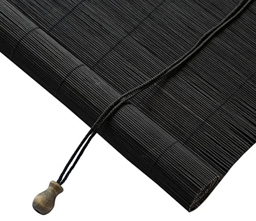 KUISOGAN Moderne Bambus Rollo Schwarz Bambus Raffrollo Premium Umweltfreundlich Bambusvorhang,60% Lichtfilterung Atmungsaktiv Bambus Jalousette für Büro,Wohnzimmer,Schlafzimmer (W80xH110cm)