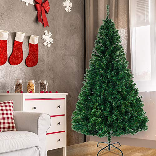 LEADZM 180/210/240cm Künstlicher Weihnachtsbaum, Tannenbaum künstlich mit Metallständer, Christbaum, PVC, für Zuhause, Büro, Geschäfte und Hotels (240 cm, Grün)
