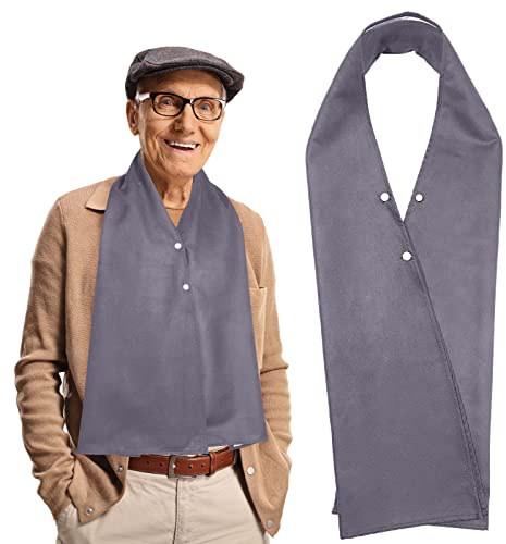 Tarpop Adult Bib Scarf Washable and Reusable Dining Clothing Protector Adult Bib for Elderly Senior Citizens Men Women Eating (Dark Gray)