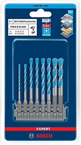 Bosch EXPERT HEX-9 Set di punte per trapano multicostruzioni Ø 3-4-5-5-6-6-8-8 mm