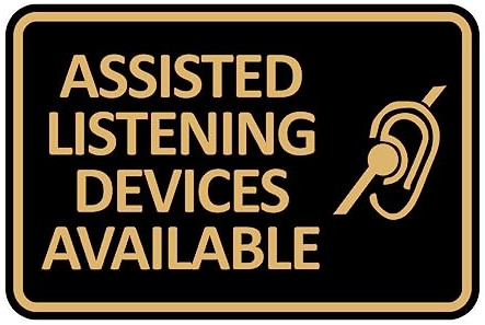 Signs ByLITA Classic Framed Assisted Listening Devices Available Sign (Black Gold) - Large