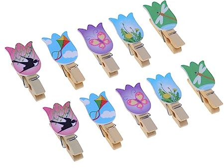 Operitacx 10 Pièces Cheville en Bois Artisanat De Pinces à Linge en Bois Mini Chevilles Artisanales en Bois Mini Pinces à Linge Décoratives Petits Clips Décoratifs Dessin Animé Bambou Paquet