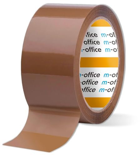 m-office Nastro Adesivo, Nastro Adesivo Marrone da Imballaggio, Rotolo di Nastro per Scatole da Imballaggio, Spedizioni, Traslochi e Artigianato, Sigillo Sicuro e Resistente (1 unità, 48mmx66m)