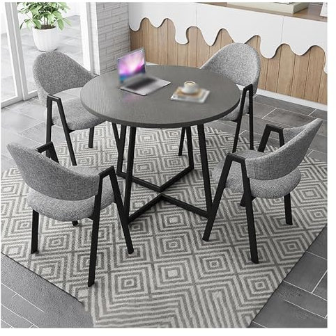 Essgruppen Esstisch Mit 4 Stühlen Set,Küchentisch Esstisch 80cm,Gepolsterter Küchenstuhl Tisch Stuhl Für Wohnzimmer Esszimmer,Rund Esstisch Mit 4 Stühlen,Polsterstuhl Essgruppe Für Esszimmer (Color :