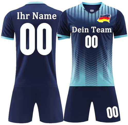 OPUTWDF Personalisiertes Football Trikot Kinder Erwachsene Fussball Trikots & Shorts mit Name Nummer Team Logo Fußball Trikot
