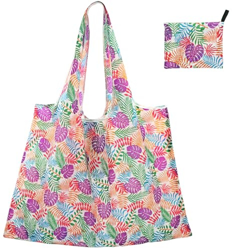 FenFang Einkaufstasche Faltbar Groß, Einkaufsbeutel Stoff Wiederverwendbare, Mehrwegtasche Faltbare Tasche Leichte Schnelltrocknend für Einkauf Reise Ausflug, 56 X 67 cm