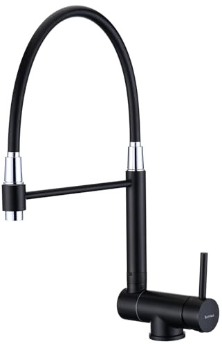 BuntHaus Robinet Cuisine Rabattable, Inox Mitigeur Cuisine Pliable, Noir