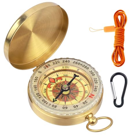 LHOEST Kompass Outdoor Wandern 3 Stück Vintage Kompass Schlüsselanhänger Klein Mini kompass Anhänger Portable Wasserdicht Kompas Kinder Erwachsener Taschenkompass mit Leuchtziffern Compass Outdoor