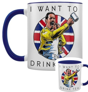 Grindstore Tasse mit Aufschrift I Want To Drink Tea, zweifarbig, Blau