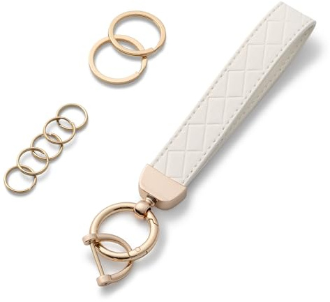 AOKSUNOVA Schlüsselanhänger Auto Leder Schlüsselband Damen | PU-Material, ca. 9 cm Länge, Autoschlüsselanhänger mit Schlüsselring für Schlüssel und Taschen, kompakte Form mit D-Ring