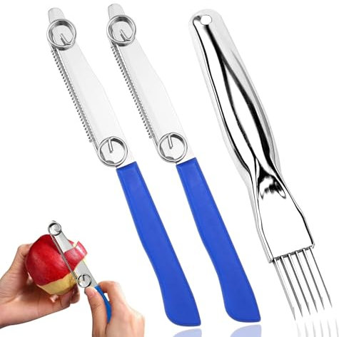 Celiodd 2 Pezzi Coltello per Affettare Rapidamente,Pelapatate Multifunzione per Frutta E Verdura da,Quick Slicing Knife,Con Molla Regolabile,Adatta per Frutta E Verdura,Con Pelapatate in Acciaio Inox