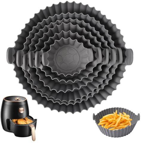 6 Pièces Moule en Silicone pour Friteuse à Air, Pot en Silicone pour Friteuse à Air, 6 Tailles Moule Silicone Friteuse a Air, Silicone Air Fryer AdaptéS aux Fours, Micro-Ondes, Friteuses à Air Chaud