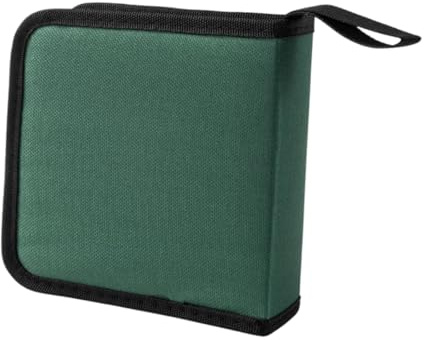 AsrMyjcx Étui de Rangement pour DVD et CD, Support de Disque, capacité 40, Pochette compacte, Portable, Facile à, Sac pour CD en Tissu Oxford, Vert
