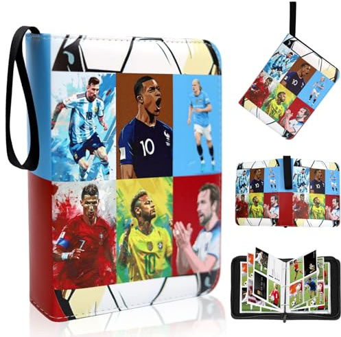 ZITUZY Sammelalbum Fußball Karten, Sammelalbum für Fußball Karten mit Reißverschluss 50 Herausnehmbaren Hüllen, Fußballkarten mit großem Fassungsvermögen, für Sportkarten, Fotokarten