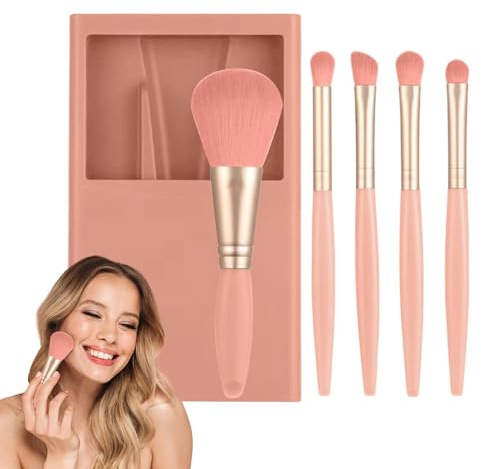 Resor – make -up borstset, risstorlek sminkborstar | kompakt sminkborstset med hölje och spegel, komplett funktion bärbart kosmetiskt verktyg för fundamentpulver Concealer Ly Shadows app