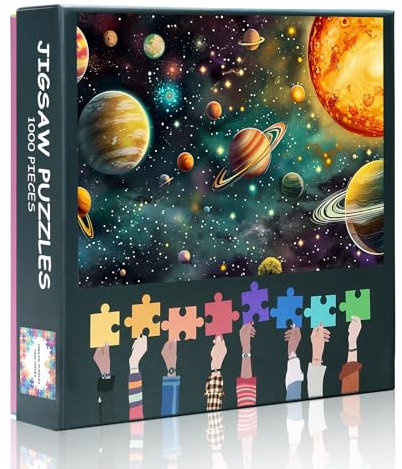 Jigsaw Puzzles for Adults 1000 Piece - Planets & Solar System Art with Stellar Nebula, Premium 1000-Piece Adult Puzzle, Vibrant Cosmic Jigsaw Puzzles 1000 Pieces for Space Enthusiasts - 27.5x19.7 in