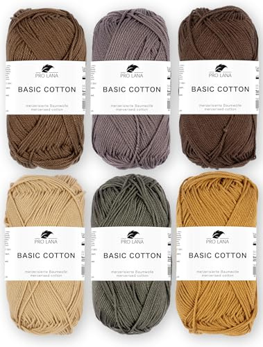 Mix Set - Pro Lana Basic Cotton - 100% Baumwolle 6x50g (Braun Mix)