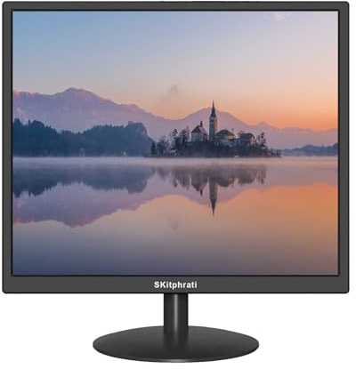SKitphrati 19 Zoll Monitor HD 1280 X 1024 Bildschirm mit VGA, HDMI, 5:4 Seitenverhältnis, 75 Hz, VESA montierbar, TN Panel Monitor für PC, Computer, Laptop, Raspberry Pi, Schwarz