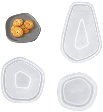 PHMING 3 Piezas Moldes para Resina Epoxi, Blanco Translúcido Moldes Silicona Posavasos, Irregular Molde de Bandeja, para Bandejas de Bricolaje, Posavasos, Bandejas de Té de Frutas