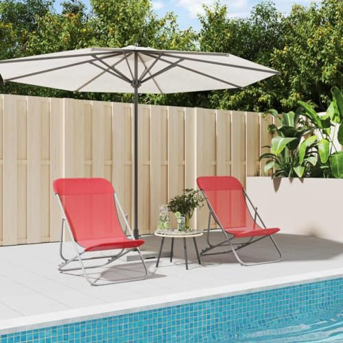 XINCXIN Strandstühle, Patio Chairs korbsessel Outdoor gartenstuhl hochlehner Strand Stuhl Geeignet für Home Garden Balcony Camping Outdoors 2 STK. Rot Textilene & Pulverbescchteter Stahl