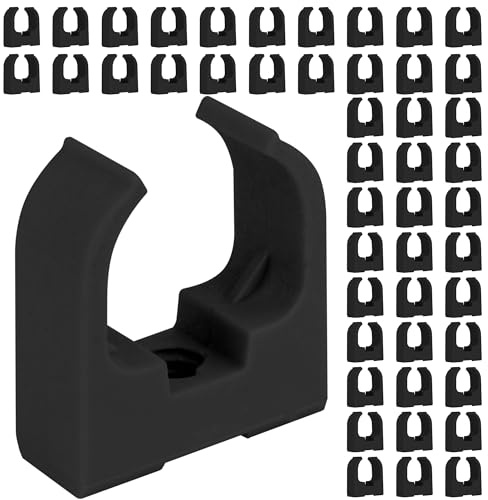 Boltza® Sattelkabel-Clips für 16 mm Rohr, schwarz oder weiß, Schraubbefestigung, 10 oder 50 Stück (50 Stück, schwarz)