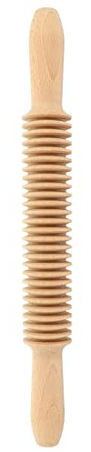 VALICLUD Buchenholz Nudelholz Mit Rillen Spiralen Teigroller Für Pasta Spaghetti Nudelteig Mit Schneidefunktion Robust Und Leicht Zu Reinigen Küche Backzubehör Für Hausgemachte Pasta
