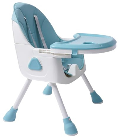 Trona plegable para bebé, trona combinada de 5 alturas, con bandeja ajustable y cinturón de seguridad para bebés a partir de 0 a 36 meses, D. verde/azul/rosa