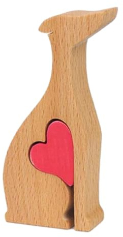 Handgefertigte Holzstatue Für Heimdekoration – Whippet-Hund, Holzfigur, Herz- -Skulptur, Langlebiges Geschnitztes Bastelornament | Deko-Figur Aus Holz Für Das Wohnzimmer, Dekorative Sammlergesche