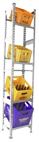 Simon Rack Getränkekistenregal für 4 Kisten, 2000X400X300 mm, Weiss, Freistehendes Metallregal für Wasserkisten, Bierkisten oder Getränkekisten, Für Küche, Garage oder Keller