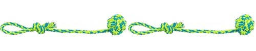 TRIXIE Spieltau mit eingeflochtenem Ball, ø 7/50 cm, Petrol/Lime, 3269, Baumwolle/Polyester (Packung mit 2)