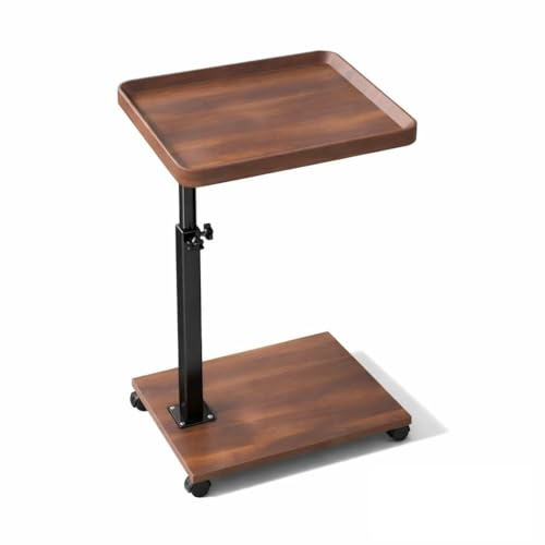 Generico Tavolino Laterale Regolabile con Ruote, Tavolino da Divano a Forma di C, Altezza 45-80 cm, Tavolo Salvaspazio con Ripiano, per Divano Letto Ufficio Studio, 40x30 cm Effetto Legno